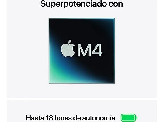 Apple MacBook Air (2024), 13,6" Retina, Chip M3 Apple, CPU de 8 núcleos, GPU de 10 núcleos, 16GB RAM, 256GB de SSD, USB-C 30W, Medianoche