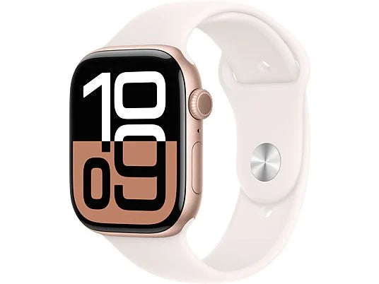 Apple Watch Series 10 (2024), GPS, 42 mm, Gesto de doble toque, Caja de aluminio plata, Correa deportiva Azul denim, Talla M/L