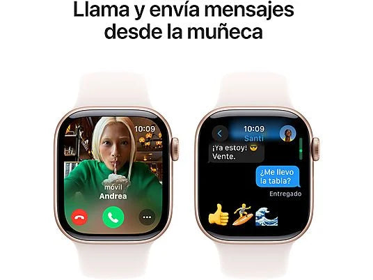 Apple Watch Series 10 (2024), GPS, 42 mm, Gesto de doble toque, Caja de aluminio plata, Correa deportiva Azul denim, Talla M/L